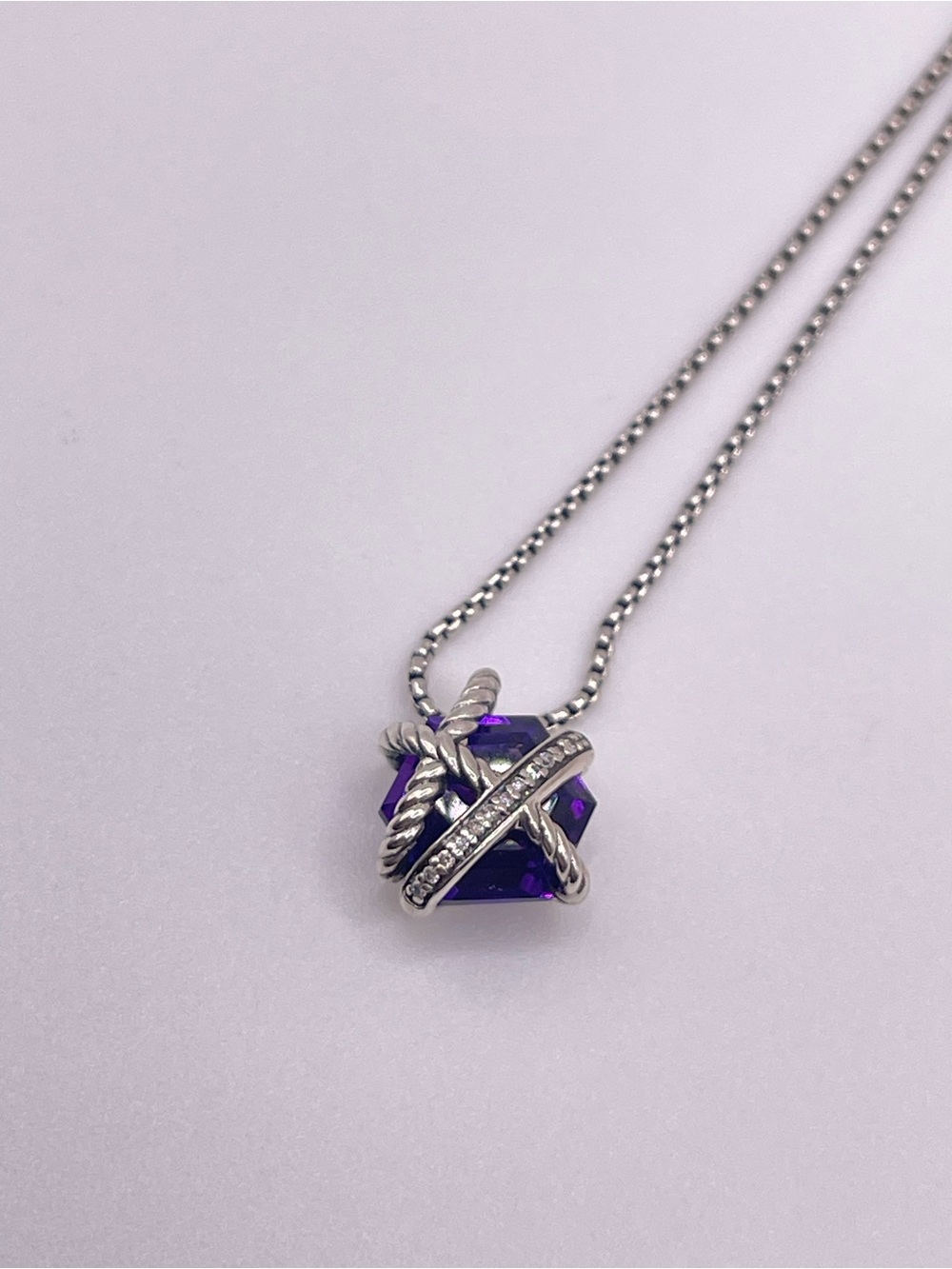 David Yurman Cable Wrap Necklace with Amethyst and Diamonds